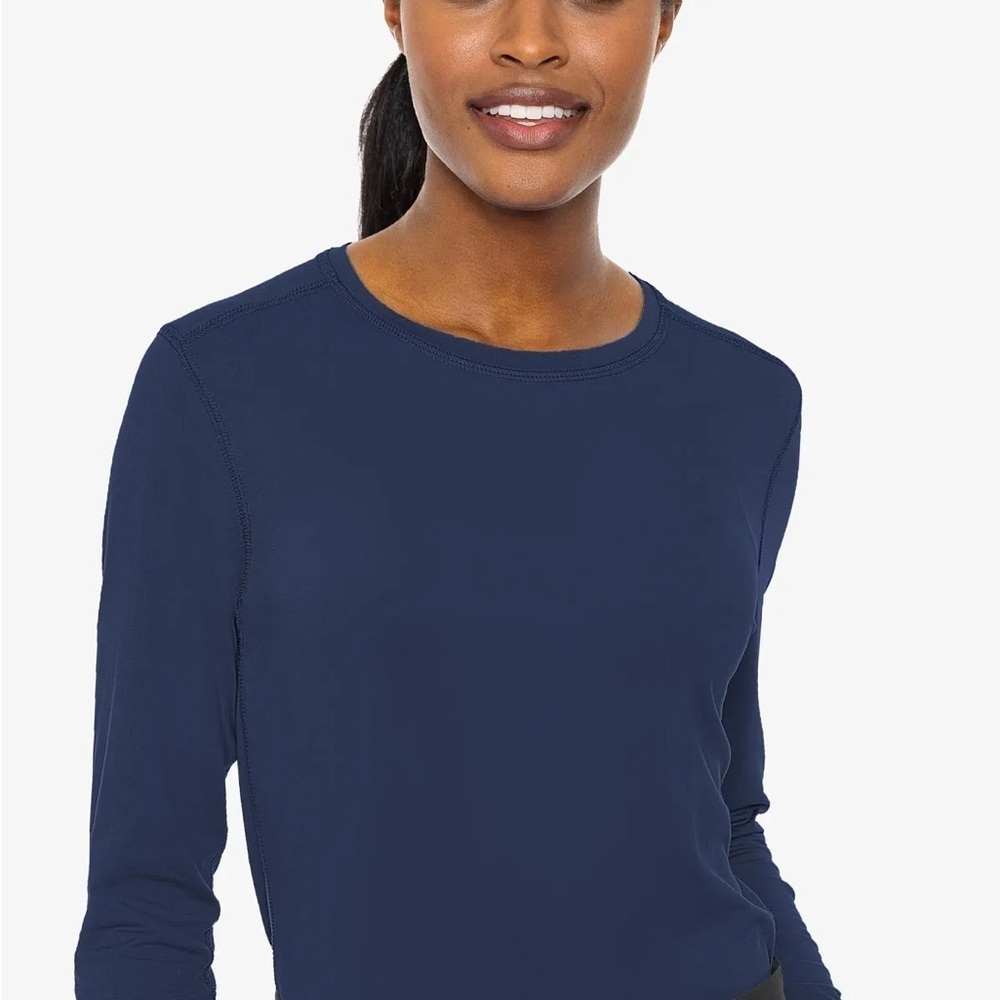 MedCouture Women's Long Sleeve Blue Performance Tee Size S Stretch Lightweight - Picture 2 of 8